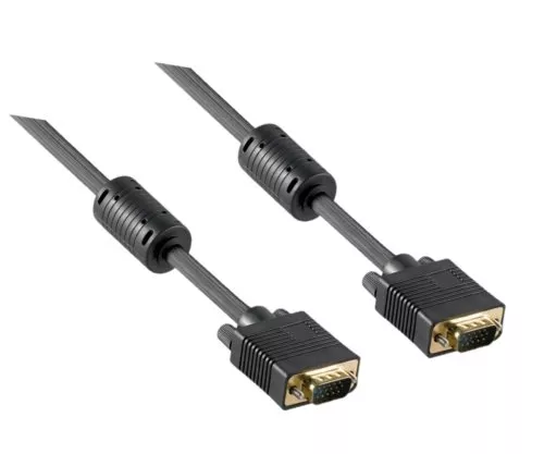 DINIC S-VGA Monitorkabel, DB15 Stecker auf Stecker, vergoldete Kontakte, 2-fach geschirmt, Ferritkerne, Länge 2,00m, DINIC Box